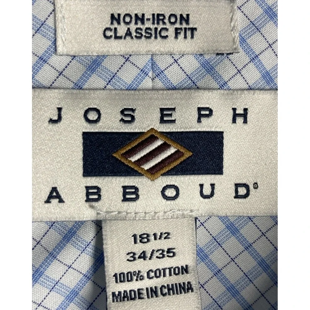 Joseph Abound Shirt Mens 18 1/2 34-35 Blue Long Sleeve Button No Iron Classic